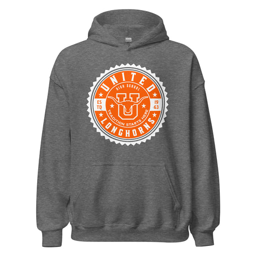 United High School Longhorns Dark Grey Classic Unisex Hoodie 203