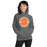 Woman wearing United High School Longhorns Dark Grey Classic Unisex Hoodie 203