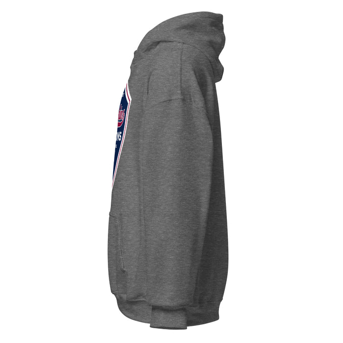 Left side view of Tompkins High School Falcons Dark Grey Classic Unisex Hoodie 225
