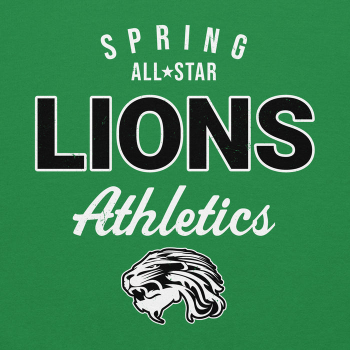 Close-up view of Spring High School Lions Irish Green Classic Unisex Hoodie 034