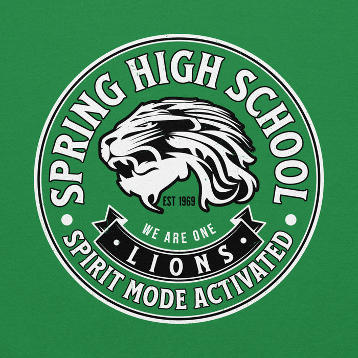 Close-up view of Spring High School Lions Irish Green Classic Unisex Hoodie 215