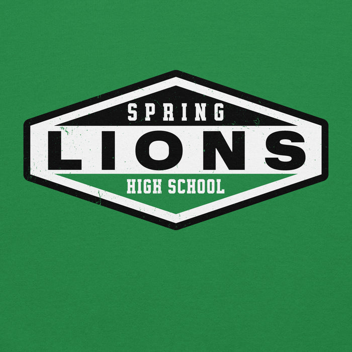 Close-up view of Spring High School Lions Irish Green Classic Unisex Hoodie 009