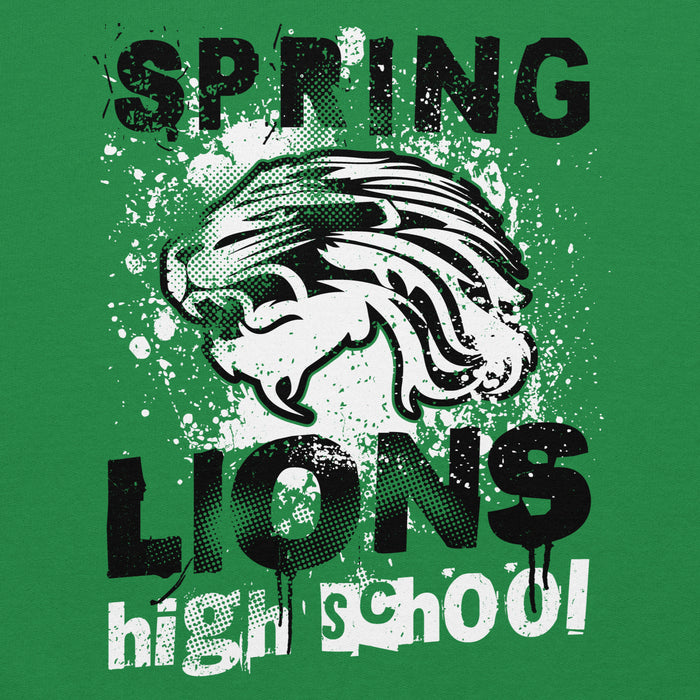 Close-up view of Spring High School Lions Irish Green Classic Unisex Hoodie 205