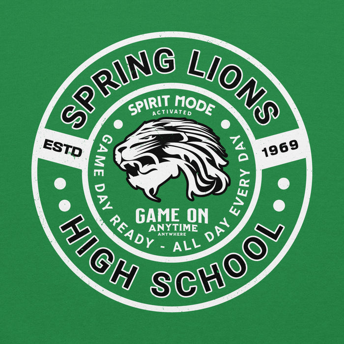 Close-up view of Spring High School Lions Irish Green Classic Unisex Hoodie 239
