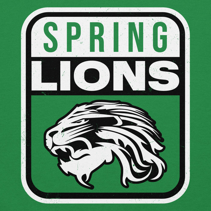 Close-up view of Spring High School Lions Irish Green Classic Unisex Hoodie 001