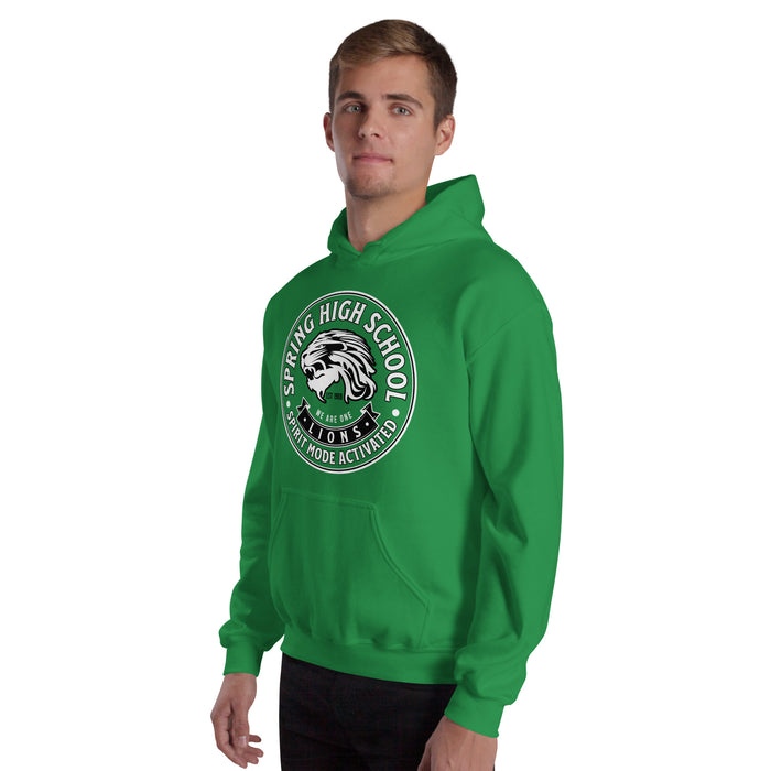 Man wearing Spring High School Lions Irish Green Classic Unisex Hoodie 215