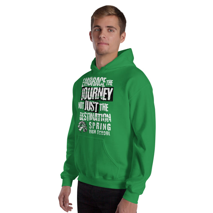 Man wearing Spring High School Lions Irish Green Classic Unisex Hoodie 232