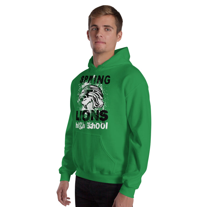 Man wearing Spring High School Lions Irish Green Classic Unisex Hoodie 205