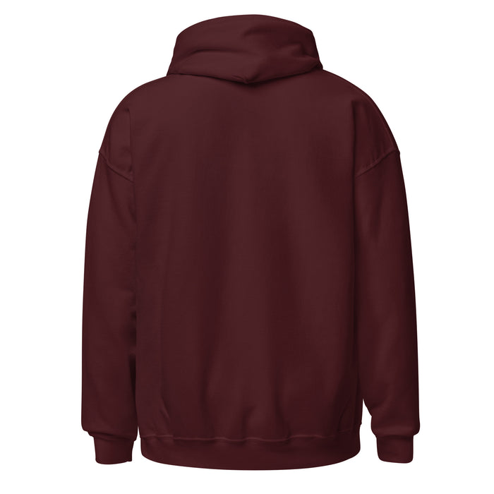Back view of Round Rock High School Dragons Maroon Classic Unisex Hoodie 234