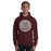 Man wearing a Cinco Ranch High School Cougars Maroon Classic Unisex Hoodie 204