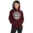 Woman wearing Lewisville High School Farmers Maroon Classic Unisex Hoodie 220