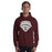 Man wearing Lewisville High School Farmers Maroon Classic Unisex Hoodie 221