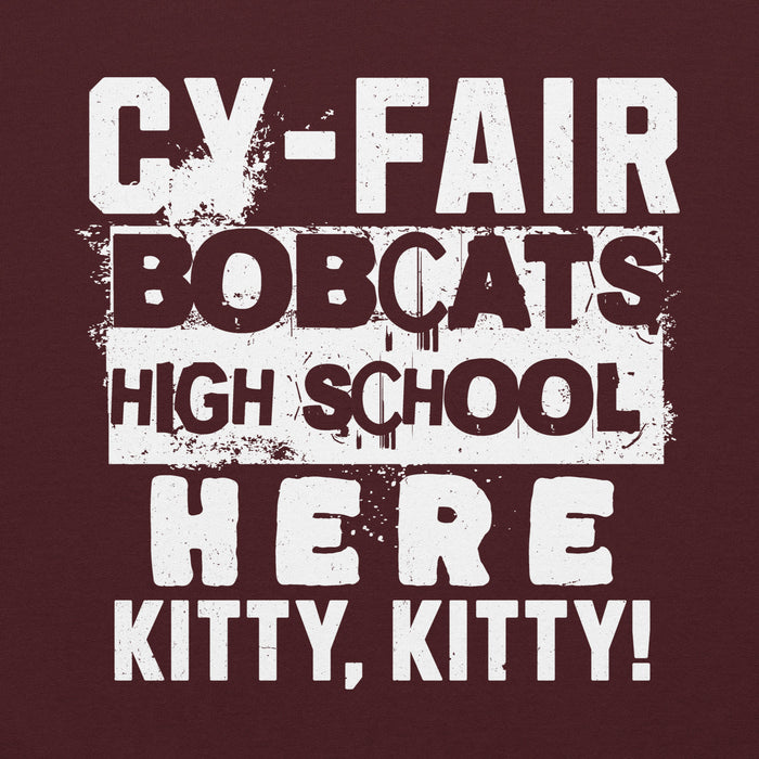Close-up view of Cy-Fair High School Bobcats Maroon Classic Unisex Hoodie 231