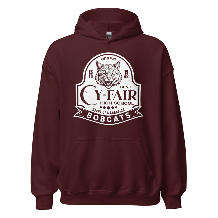 Cy-Fair High School Bobcats Maroon Classic Unisex Hoodie 219