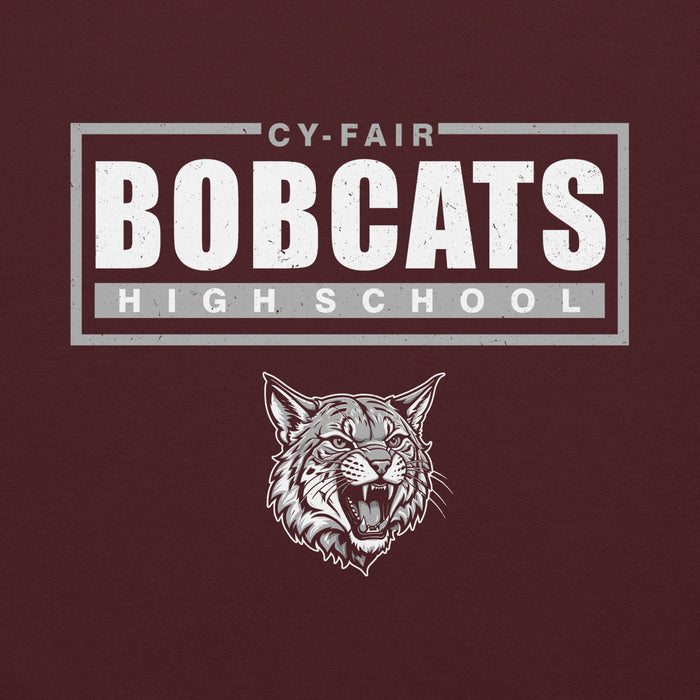 Close-up view of Cy-Fair High School Bobcats Maroon Classic Unisex Hoodie 049