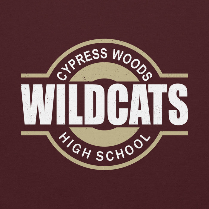 Close-up view of Cypress Woods High School Wildcats Maroon Classic Unisex Hoodie 011
