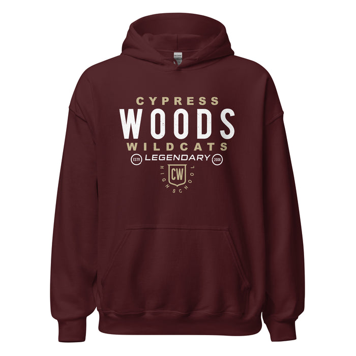 Cypress Woods High School Wildcats Maroon Classic Unisex Hoodie 003