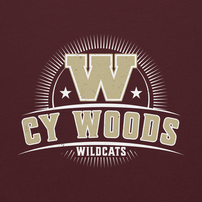 Close-up view of Cypress Woods High School Wildcats Maroon Classic Unisex Hoodie 221