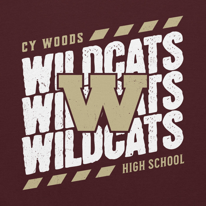 Close-up view of Cypress Woods High School Wildcats Maroon Classic Unisex Hoodie 223