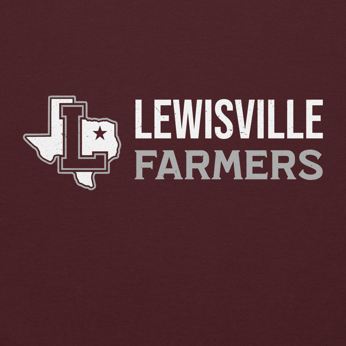 Close-up view of Lewisville High School Farmers Maroon Classic Unisex Hoodie 200