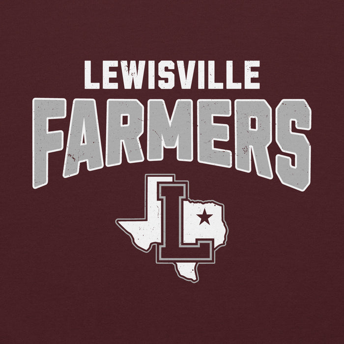 Close-up view of Lewisville High School Farmers Maroon Classic Unisex Hoodie 234