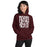 Woman wearing Lewisville High School Farmers Maroon Classic Unisex Hoodie 236