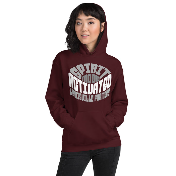 Woman wearing Lewisville High School Farmers Maroon Classic Unisex Hoodie 242