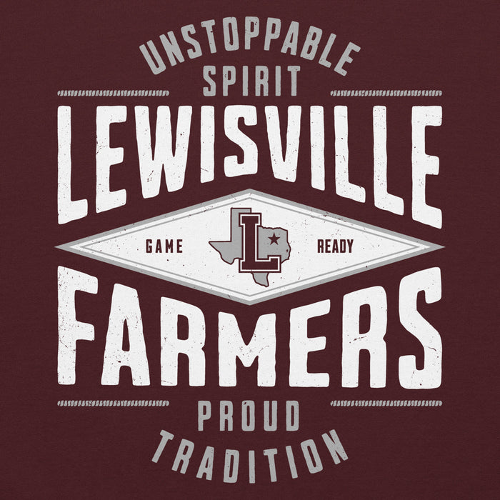 Close-up view of Lewisville High School Farmers Maroon Classic Unisex Hoodie 210