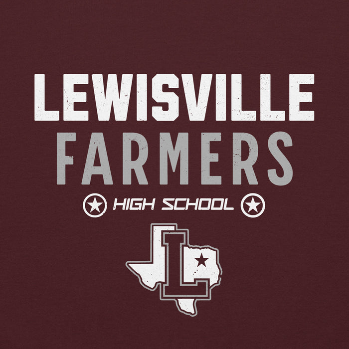 Close-up view of Lewisville High School Farmers Maroon Classic Unisex Hoodie 003