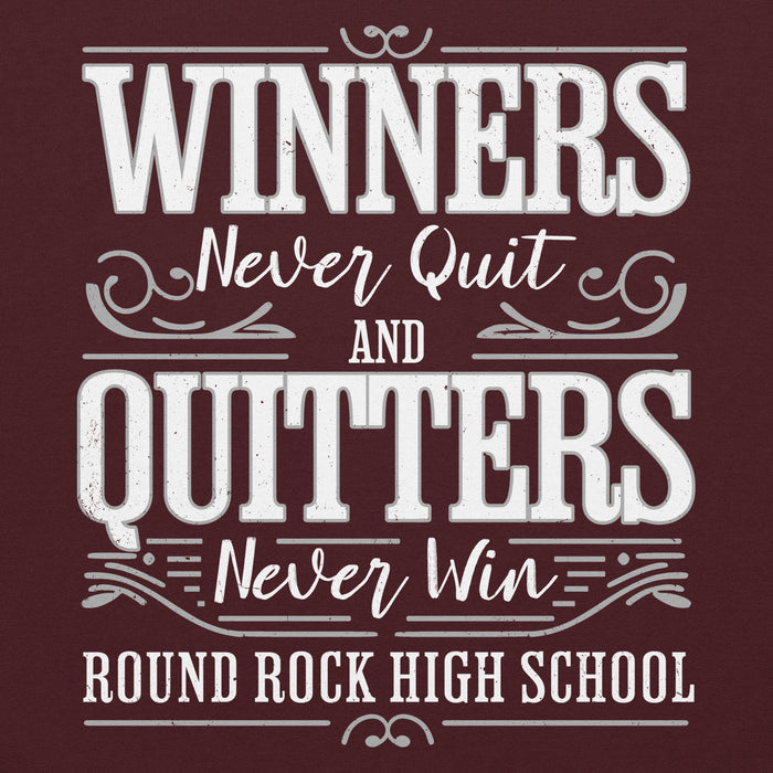 Close-up view of Round Rock High School Dragons Maroon Classic Unisex Hoodie 237