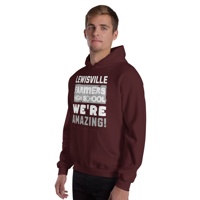 Man wearing Lewisville High School Farmers Maroon Classic Unisex Hoodie 231