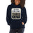 Woman wearing a Klein Collins High School Tigers Navy Classic Unisex Hoodie 01