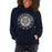 Woman wearing a Klein Collins High School Tigers Navy Classic Unisex Hoodie 02