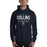 Man wearing a Klein Collins High School Tigers Navy Classic Unisex Hoodie 03