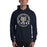 Man wearing a Klein Collins High School Tigers Navy Classic Unisex Hoodie 04