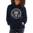 Woman wearing a Klein Collins High School Tigers Navy Classic Unisex Hoodie 04