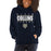 Woman wearing a Klein Collins High School Tigers Navy Classic Unisex Hoodie 07