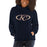 Woman wearing a Klein Collins High School Tigers Navy Classic Unisex Hoodie 08