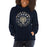 Woman wearing a Klein Collins High School Tigers Navy Classic Unisex Hoodie 16