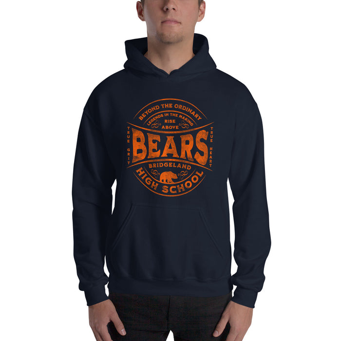 Man wearing a Bridgeland High School Bears Navy Classic Unisex Hoodie 10