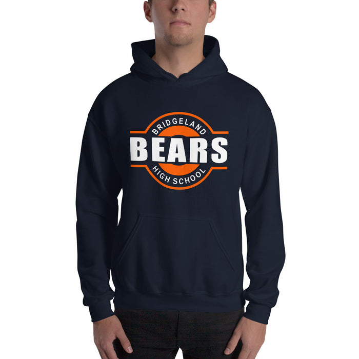 Man wearing a Bridgeland High School Bears Navy Classic Unisex Hoodie 11