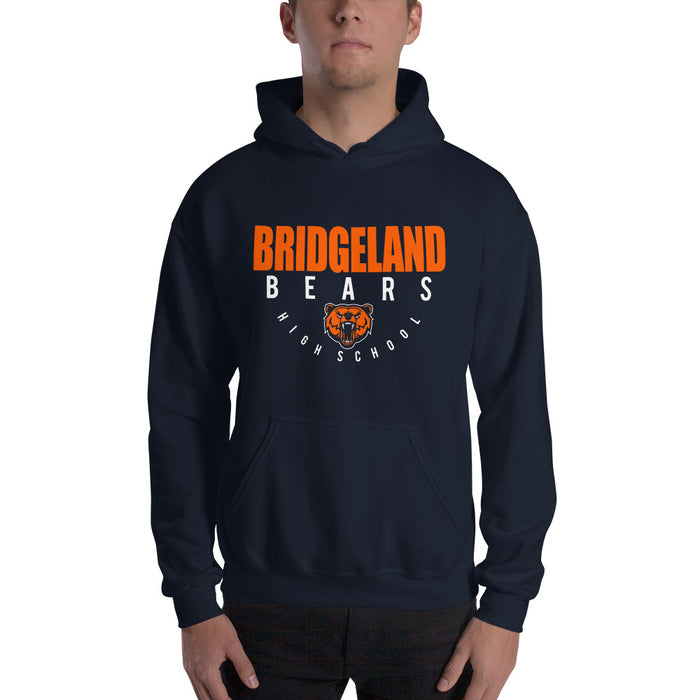 Man wearing a Bridgeland High School Bears Navy Classic Unisex Hoodie 12