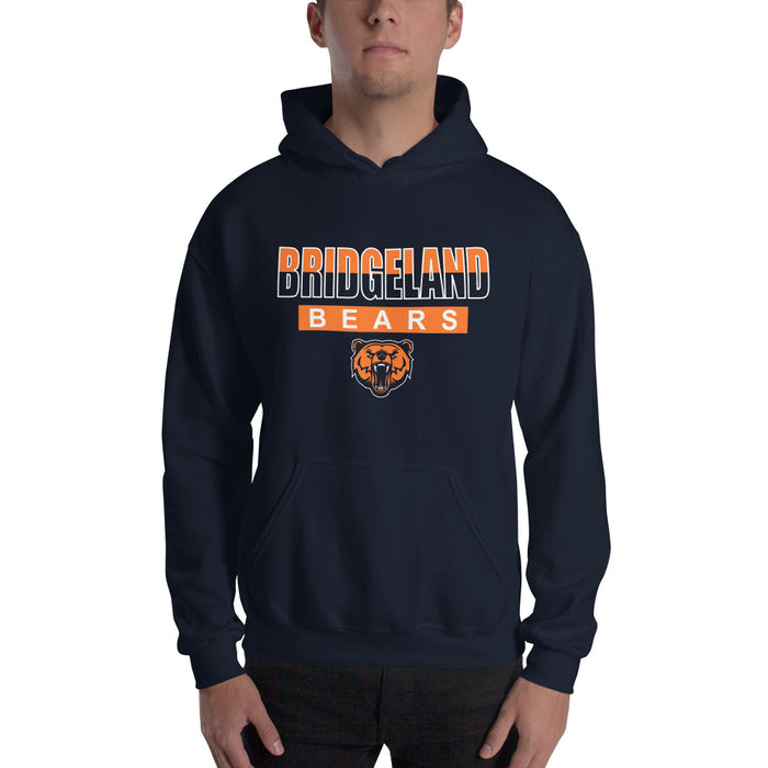 Man wearing a Bridgeland High School Bears Navy Classic Unisex Hoodie 23