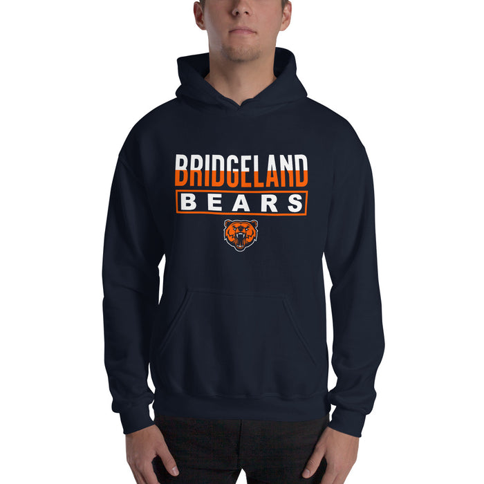 Man wearing a Bridgeland High School Bears Navy Classic Unisex Hoodie 29