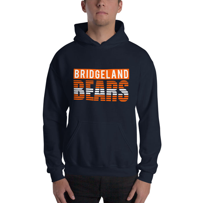 Man wearing a Bridgeland High School Bears Navy Classic Unisex Hoodie 35