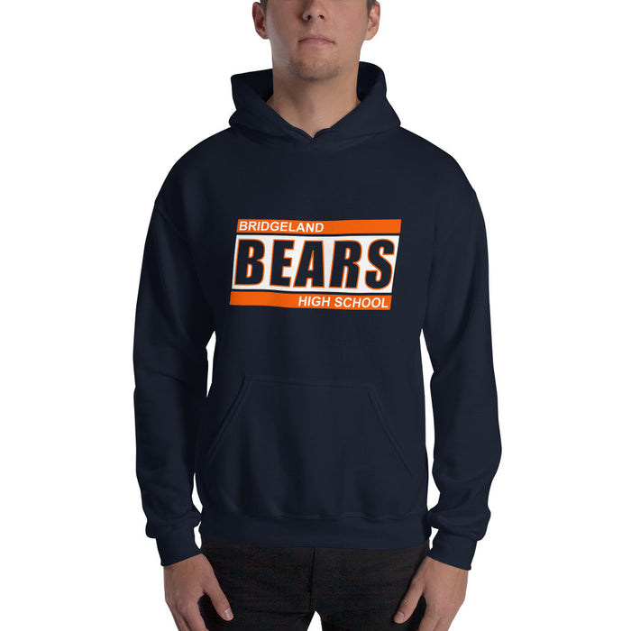 Man wearing a Bridgeland High School Bears Navy Classic Unisex Hoodie 72