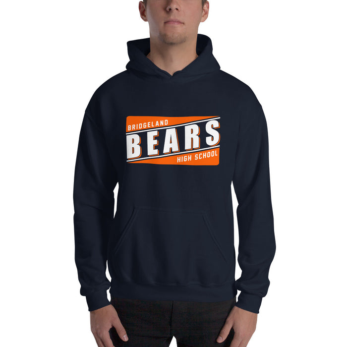 Man wearing aBridgeland High School Bears Navy Classic Unisex Hoodie 84