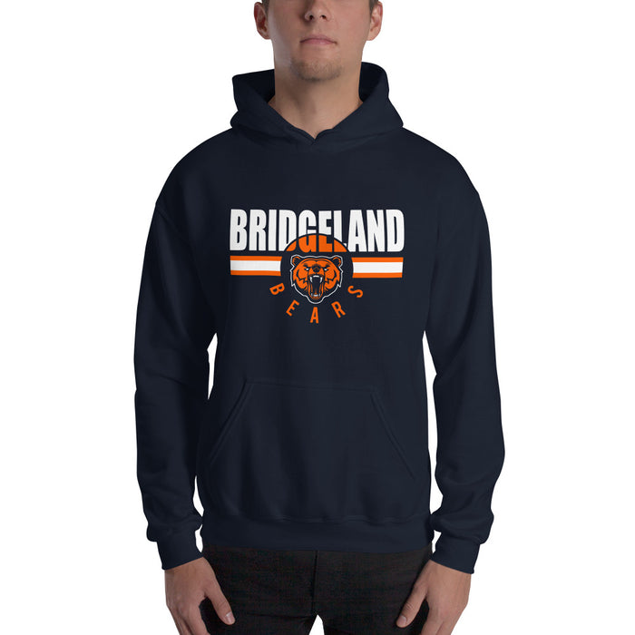 Man wearing a Bridgeland High School Bears Navy Classic Unisex Hoodie 101