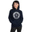 Woman wearing a College Park High School Navy Classic Unisex Hoodie 209