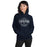 Woman wearing a College Park High School Navy Classic Unisex Hoodie 214